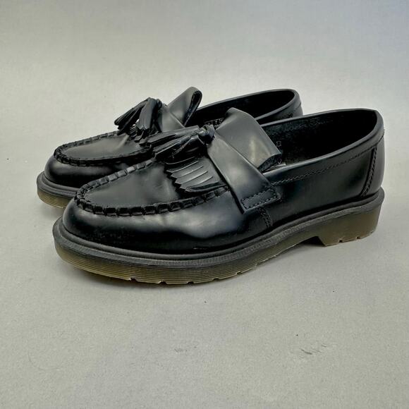 Dr Martens Adrian Black Polished Smooth Leather Tassel Loafers Women's US Size 8 - Picture 2 of 16